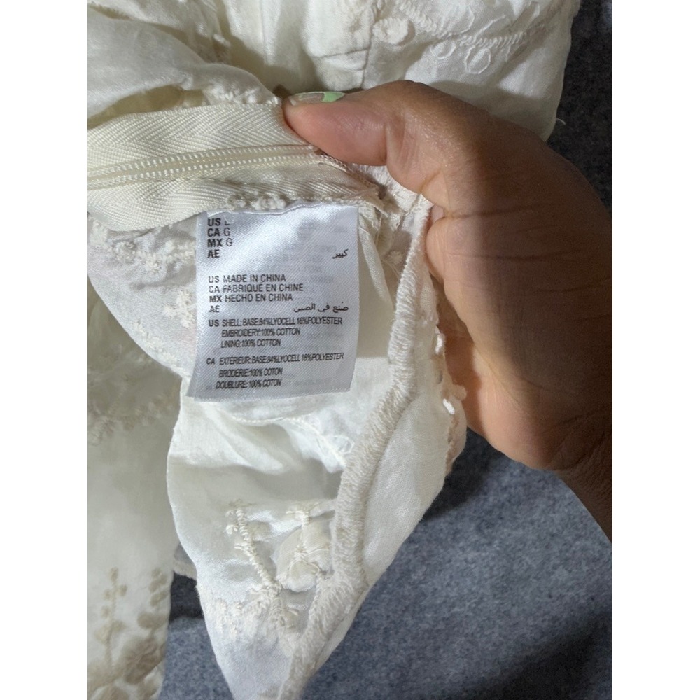 And Now This Ivory Embroidered Peplum Cami Top Square Neck Scalloped Hem Large - Picture 6 of 8